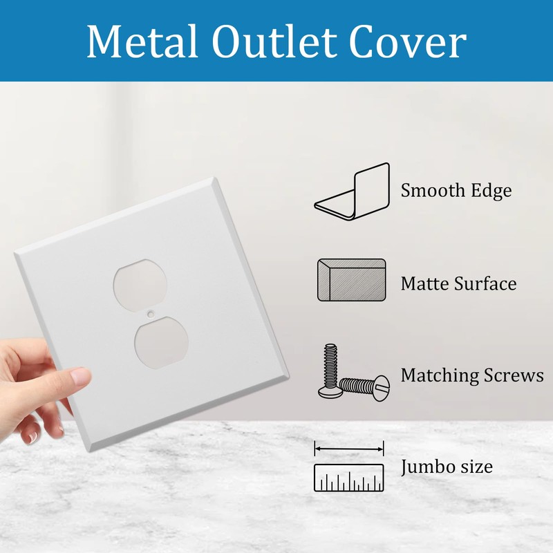 Metal Oversized Outlet Cover Plate 5.5" x 5.5", Jumbo Duplex
