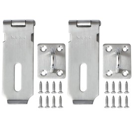 Alise 2pcs Door Locks Hasp Latch,4 Inch SUS 304 Stainless Steel Safety Packlock Clasp Hasp Lock Latch,with Fixing Screw for External Doors Window Cabinet Pet Cage,Brushed Nickel MS9-4C-2P