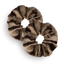 Leirinik Velvet Scrunchie Olive Green Pack of 2 - 14 cm - High-Quality Hair Scrunchie Made of 100% Polyester - Velvet Look for Women and Girls - All Hair Types - Gentle on Hair
