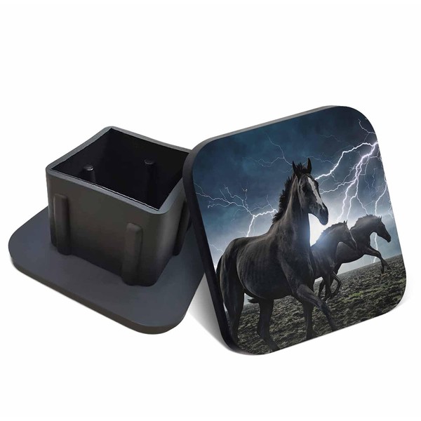 Swono 2 inch Tow Hitch Cover Black Horse Pattern Rubber
