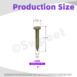 Swpeet 300Pcs 1 Inch High Quality Steel Roofing Felt Lacquered Nails, Roofing Felt Lacquered Nails Used to Fasten Roofing Felt, Asphalt Shingles and Insulation Board