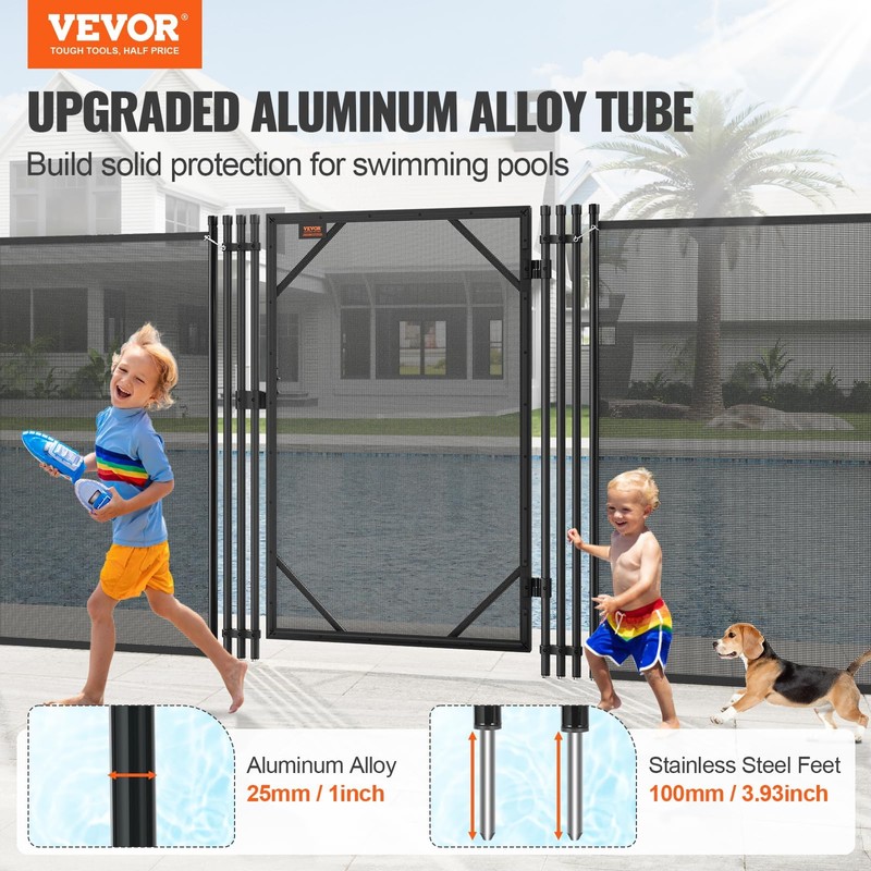 VEVOR Pool Fence, 4 x 2.5 FT Pool Gate for