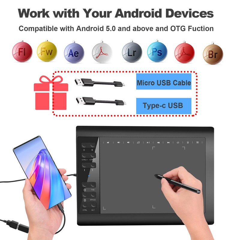 Graphics Drawing Tablet,10x6 inch Digital Writing Tablet with 8192 Levels