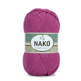 Nako Denim Sport,Cotton Kinitting Yarn,Knitting Rope You Can Get a Jeans Look,(4Balls) Each Skein(Ball) 3.53 Oz (100g),You can use it in Your Amigurumi, Decorative Braids (Dark Pink 10863)