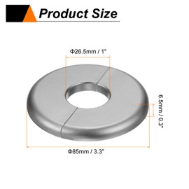 HARFINGTON 2pcs Wall Split Flange 26.5mm/1" Self-Adhesive Plumbing Cover Plates ABS Plastic Round Escutcheon Plate Buckle Design for Water Pipe Bathroom Kitchen Decoration, Gray