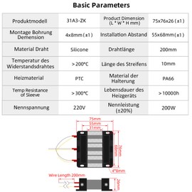 PTC Heating Element 220V 200W PTC Ceramic Air Heater, PTC Heater, Electrically Insulated Ceramic Thermostatic High Performance PTC Heating Element Heater, PTCYIDU