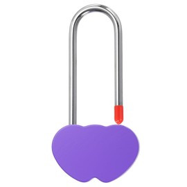 PATIKIL 3.9" 50mm Love Locks Heart Padlock Without Key, Double Heart Wish Lock Romantic Heart Lock for Lovers Lock Bridge Wedding Anniversary Travel Present, Purple
