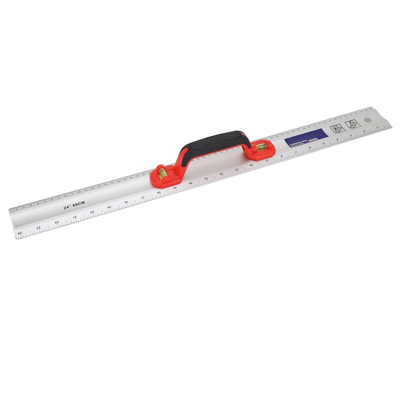 Aluminum Straight Edge Ruler with Handle Bubble Metal Centimeter Inch