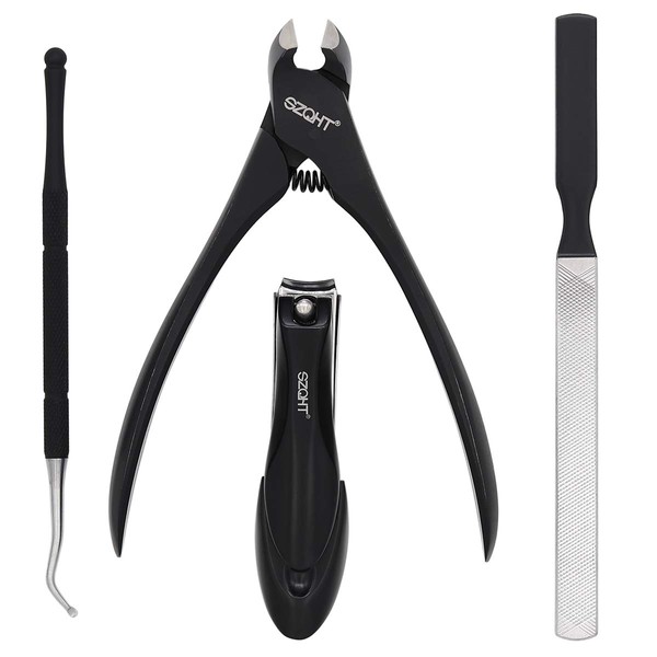 SZQHT Stainless Steel Premium Nail Cutting Nipper for Rolling Nails, Thick Nails, Deforming Nails, Hard Nails, Includes Zonde and Nail File