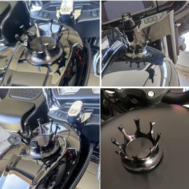 Worldmotop Motorcycle King Crown Gas Cap Fuel Tank Cover Right-hand Thread Reservoir Aluminum Oil Cap for Harley Sportster XL 883 1200 48 Dyna Touring Road King Softail (gold)