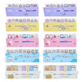 LEEFONE 10 Pack Cute Animals Sticky Notes Page Flags Index Tabs, 5 Styles Self-Stick Memo Flags Tab Bookmark for Office School, 120 Sheets/ Pack, in Total 1200 Sheets