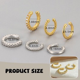 ZUWIJEQ Ear Cuff for Women Ear Cuff Earrings Fake Earrings Silver Gold Ear Cuffs Fake Helix Cartilage Earrings Ear Cuff Earrings without Ear Hole Ear Cuff for Women Pack of 6