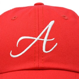 DALIX Initial Hat Letter A Red Womens Baseball Cap Monogram Cursive Embroidered