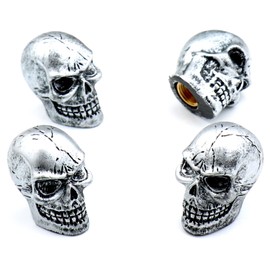 Bashineng Cars Tires Valve Stem Caps Cover Dustproof Cool Skull Head Fit Most Vehicle SUV Bike Trucks Motorcycles 4 Pcs/Set（Silver）