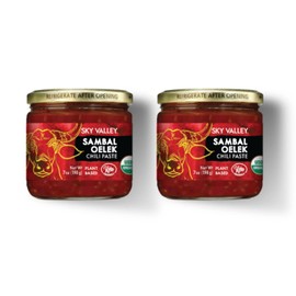 Sky Valley Sambal Oelek Chili Paste - Red Chili Paste, Made with Red Jalapenos & Garlic, Gluten Free, Vegan, Keto, USDA Organic, Non-GMO, Sambal Oelek Sauce, Chili Paste Asian - 7 Oz, 2-Pack