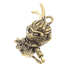 Operitacx Chinese Monkey King Brass Keychain Charm Feng Shui Amulet For Wealth And Good Luck For DIY Jewelry And Backpack Accessories