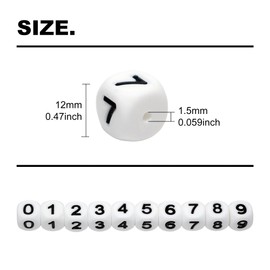 50Pcs Number Silicone Beads 0-9 Numbers Beads 12mm Square