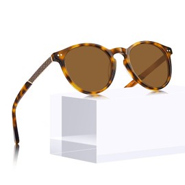 CARFIA Vintage Sonnenbrille Damen, Hochwertige Runde Polarisierte Brille mit 101% UV-Schutz