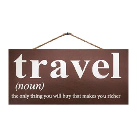 JennyGems Travel Sign, Wood Sign - Travel The Only Thing You Will Buy That Makes You Richer - Travel Decor Wall Art - Travel Themed Gift Sign - Wanderlust Sign, Travel Definition Sign