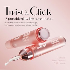 Medicube Collagen Glow Booster Milk Serum - Twist & Click - Resplandor e hidratación con niacinamida, extracto de proteína de leche, colágeno hidrolizado, ilumina y reafirma la piel, cuidado de la piel coreano, 0.50 onzas