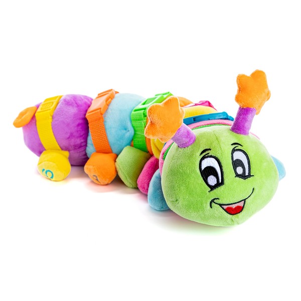 Buckle Toys - Bentley Caterpillar - Travel with Toddler Must Have Activity Toy - Fine Motor Skill Development - Counting and Color Recognition Stuffed Animal