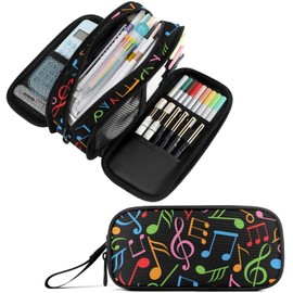 Fustylead Music Notes Big Capacity Pencil Pen Case, Multi-Purpose Makeup Bag Organizer Storage Pouch for Office College School Hiking Travel