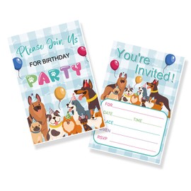 Halodete Dog Invitation Cards, Kids Birthday Party Invitation Cards Supplies, Fill-in Invitations, Baby Shower Pet Puppy Greeting Cards, Welcome Dog Party Decorations, 30 Pcs