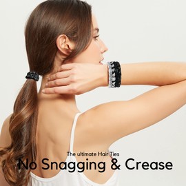 18 cintas para el pelo grandes para el pelo grueso, bandas elásticas para el pelo para mujeres y niñas, color negro, blanco, gris