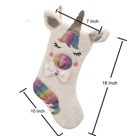 LXKBD Christmas Stockings Unicorn, 18 Inches Kids Gift Socks for Christmas, Sparkly Sequins Xmas Party Mantel Tree Decoration (Unicorn)