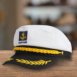 Youbinzi Yacht Sailor Hat, Navy Captain Cap, Adult Marine Admiral Costume, White (4)