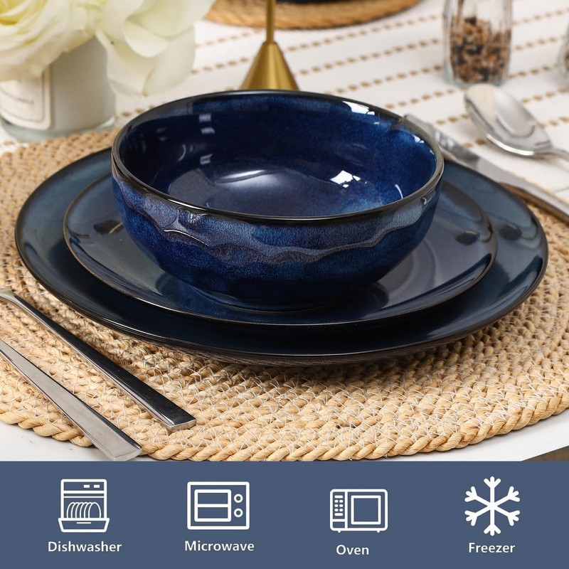 Vicrays 12-Piece Ceramic Dinnerware Set, Dinner Plates, Salad Plates &