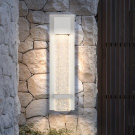 ASD LED 18 Inch Bubble Glass Wall Light Fixture | 12W 500LM 3000K-5000K 120V | 3CCT, Waterproof, Dimmable, ETL Listed | Exterior Flush Mount Sconce, Outdoor-Indoor Lighting | White