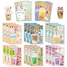 WYKDAG 24pcs 9”x6 Stickers Make Your Own Stickers Party Favors Make A Face Sticker for Kids Party Favors,Classroom Teacher Rewards, Art Craft Supplies