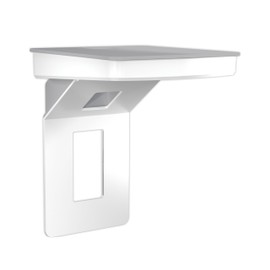 Sanus Made for Google Small Device Outlet Shelf in White & Fog Grey - Holds Small Electronics Up to 8lbs w/Built-in Cord Storage - includes Both Standard & Decora Outlet Faceplates - Easy DIY Install