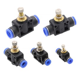 10mm OD Air Flow Control Valve, Pneumatic Airflow Regulator Straight Speed Controller, Push to Connect Air Fittings (Pack of 5)