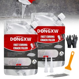 Concrete Crack Filler and Sealant 2Pcs, Quick Drying Cement Crack Filler Waterproof Repair Sealant, Weather Resistant Concrete Sealer Outdoor Caulking Glue for Cement-Based Materials, Gray