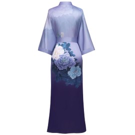 PRODESIGN Long Kimono Robe Satin Sleepwear Gradient Watercolor Silky Kimono Nightgown Bathrobe Kimono Blouse Cardigan