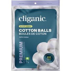 Cliganic Super Jumbo Cotton Balls (400 Count) - Hypoallergenic, Absorbent, Large Size, 100% Pure (Packaging May Vary)