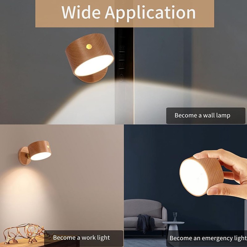 LED Wall Mounted Reading Lights 360 Degree Rotation Magnetic Rechargeable
