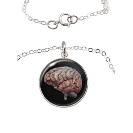 Anatomical Human Brain .925 Sterling Silver Necklace