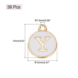 sourcing map 36pcs Pendants Letter Charm Initial Charm Double Sided Enamel Alphabet Y for DIY Necklace Bracelet Earrings Jewelry Making Gold & White