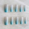 Glossy Cat Eye Ballerina Press-On Acrylic Nails, Coffin Style (Blue,