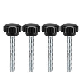 sourcing map M6 x 44mm Metric Male Thread Knurled Clamping Knobs Grip Thumb Screw on Type Plastic Threaded Hand Bolt Knobs Black 4 Pcs