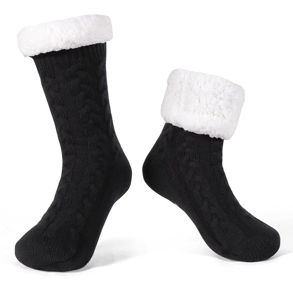 LEMZONE Men's Cozy Warm Slipper Socks Non Slip Winter Cozy