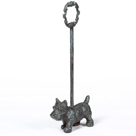 Cast Iron Door Stopper with Handle, 4.88 Lbs Heavy Duty Metal Dog Door Stop, Distressed Blue…