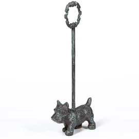 Cast Iron Door Stopper with Handle, 4.88 Lbs Heavy Duty Metal Dog Door Stop, Distressed Blue…