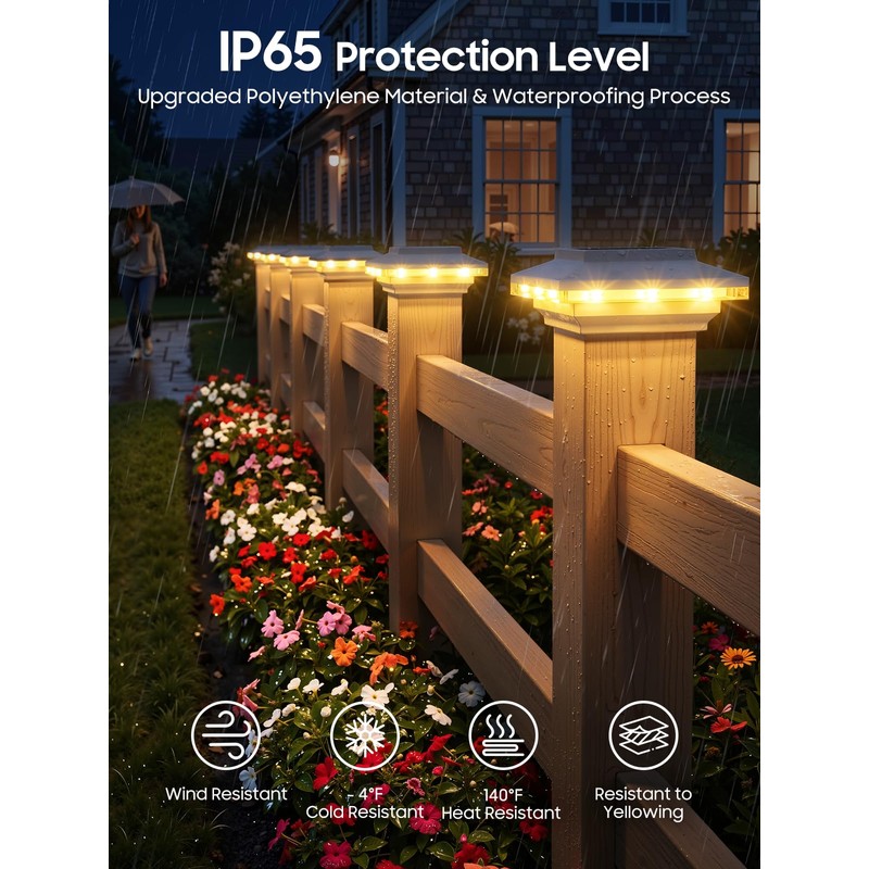 KOOPER 4x4 Solar Post Cap Lights Outdoor, 6 Pack Brighter
