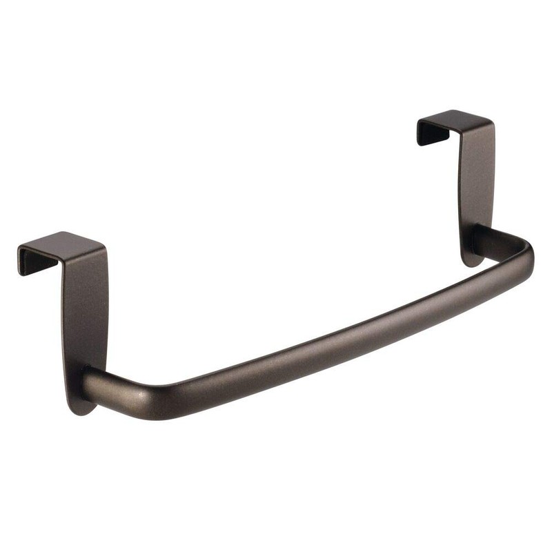 mDesign Modern Kitchen Over Cabinet Strong Steel Towel Bar Rack