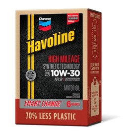 Havoline Motor Oil 10w30 High Mileage Synthetic Technology Smart Change Engine Oil, 10W-30, 6 Quarts, Pack of 1