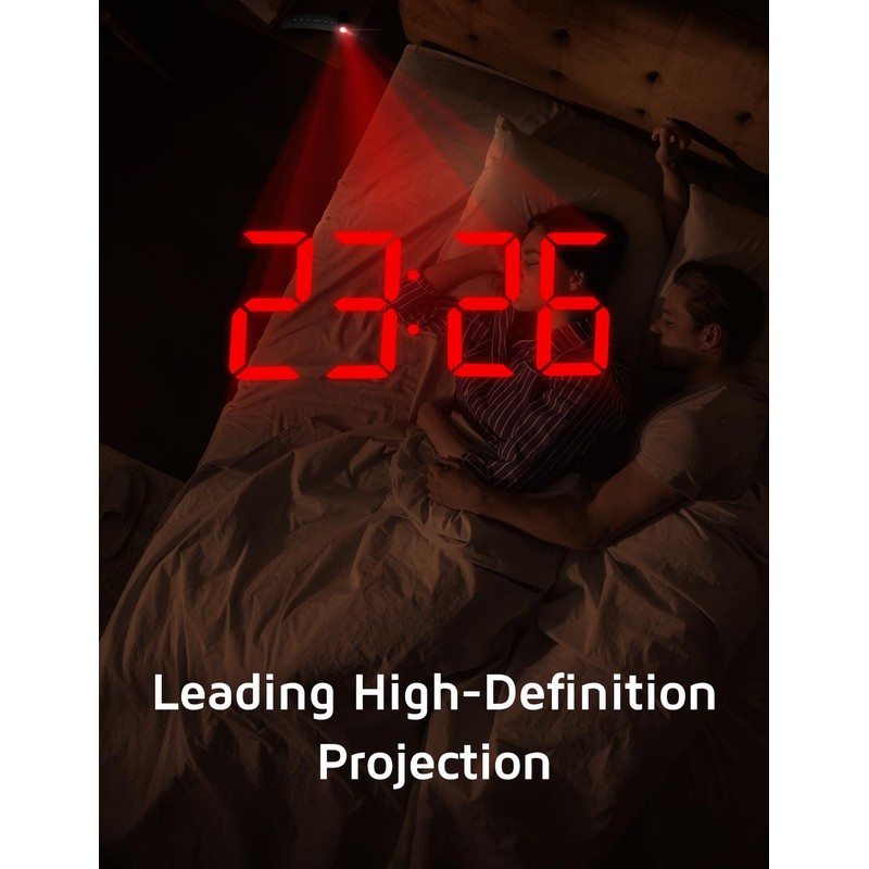 GOLOZA Projection Alarm Clock, Digital Clock with Modern Curved Design